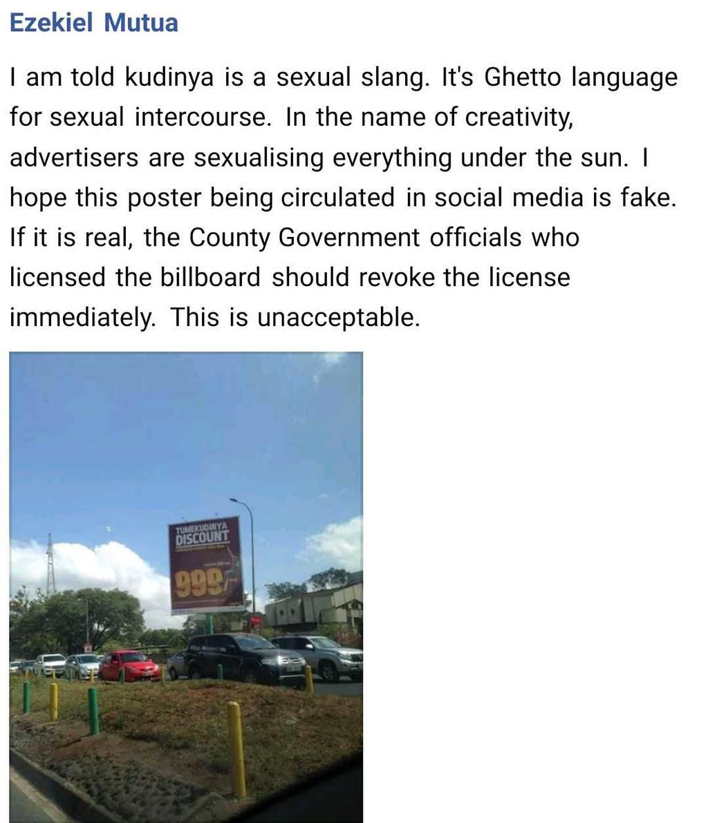 Ezekiel Mutua reacts to the fake advert (Facebook)