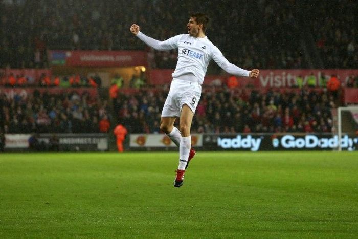 Swansea City's striker Fernando Llorente, seen in 2016, headed in the winner against Burnley after 92 minutes after opening for the hosts on 12 minutes as Swansea pulled five points clear of the bottom three