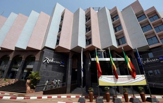 A picture taken on February 18, 2016 shows a general view of the Radisson Blu hotel in Bamako renovated three months after a deadly attack that left 19 people dead
