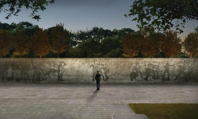 Artist rendition courtesy of US World War I Centennial Commission, of the design of the World War I Memorial titled “The Weight of Sacrifice" to be built in Washington DC