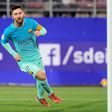 Barcelona's forward Lionel Messi celebrates after scoring his team's second goal during the Spanish league football match SD Eibar vs FC Barcelona at the Ipurua stadium in Eibar on January 22, 2017