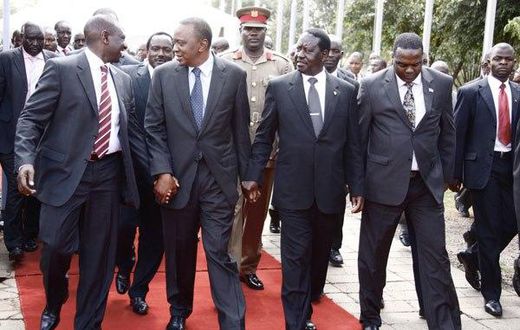 President Uhuru Kenyatta, deputy William Ruto and ODM leader Raila Odinga