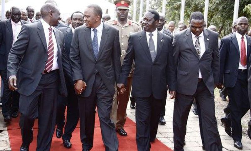 President Uhuru Kenyatta, deputy William Ruto and ODM leader Raila Odinga