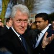 Former US President Bill Clinton speaks to mourners after the funeral of former Northern Ireland Deputy First Minister Martin McGuinness at St Columba's Church Long Tower, in Derry, Northern Ireland on March 23, 2017