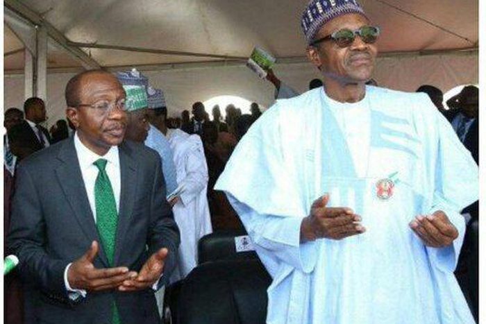 CBN Governor Godwin Emefiele and President Muhammadu Buhari