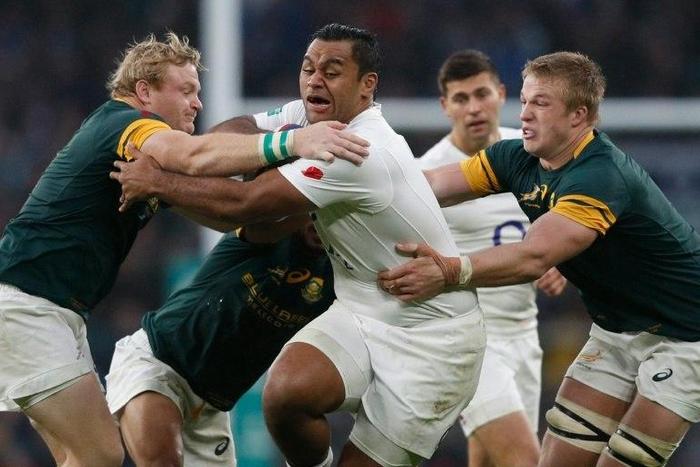 An update on the fitness of England's Billy Vunipola (C) is expected later in the week after an injury sustained during a match against South Africa November 12, 2016