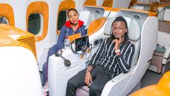 Bahati rocking his new hairstyle alongside Diana Marua (Bonfire Adventures)