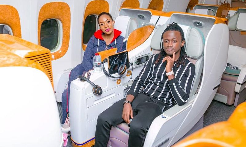 Bahati rocking his new hairstyle alongside Diana Marua (Bonfire Adventures)