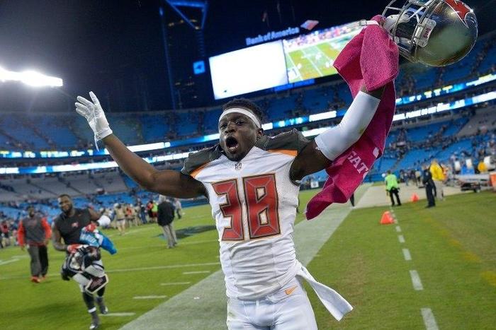 Tampa Bay Buccaneers' Jude Adjei-Barimah, 24, will miss Sunday's game against Seattle, games at San Diego, at home against New Orleans and at NFL overall leader Dallas