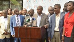 Nasa MPs led by ODM Chairman John Mbadi during a past media briefing