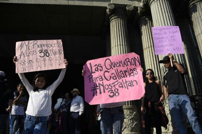Protesters rallied outside the residence of President Jimmy Morales alleging government negligence at an overcrowded shelter led to a fire that killed 39 girls