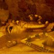 A picture taken on April 1, 2016, shows the golden sarcophagus of King Tutankhamun displayed in his burial chamber in the Valley of the Kings, close to Luxor