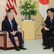 James Mattis (left) meets Shinzo Abe at the prime minister's office in Tokyo on February 3, 2017