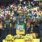 South African President Jacob Zuma delivers a speech on stage at Orlando Stadium in Soweto on January 8, 2017