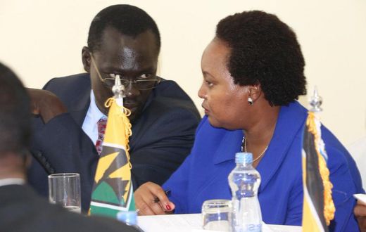Immediate former CoG chairperson Josphat Nanok (L) with his vice, Anne Waiguru (Twitter)