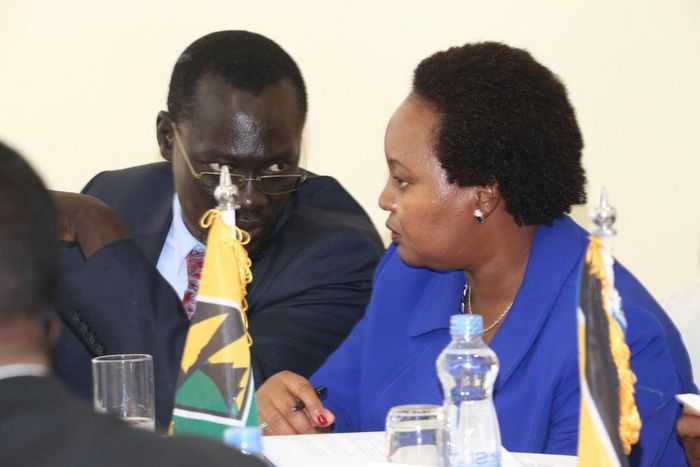 Immediate former CoG chairperson Josphat Nanok (L) with his vice, Anne Waiguru (Twitter)
