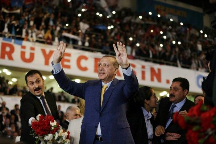 Thousands of supporters from all corners of Turkey crammed into the Ankara sports arena gave President Recep Tayyip Erdogan a rock star-like reception as he attended his first major party event since 2014