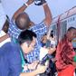 President Uhuru Kenyatta flags off one of the SGR trains during the launch of the cargo service on May 30