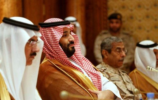 Saudi Deputy Crown Prince Mohammed bin Salman (C) attends a meeting with US Defence Secretary Jim Mattis in Riyadh on April 19, 2017