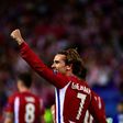 Atletico Madrid's forward Antoine Griezmann celebrates a penalty goal during the UEFA Champions League quarter final first leg football match against Leicester City April 12, 2017