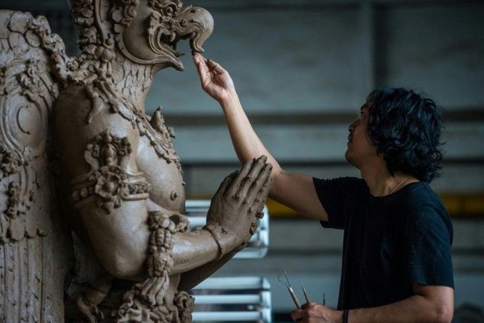 The sculptures include the Hindu god Brahma, elephants, lions and a towering Garuda -- a half-bird, half-human creature of Hindu and Buddhist lore which will carry Bhumibol's spirit