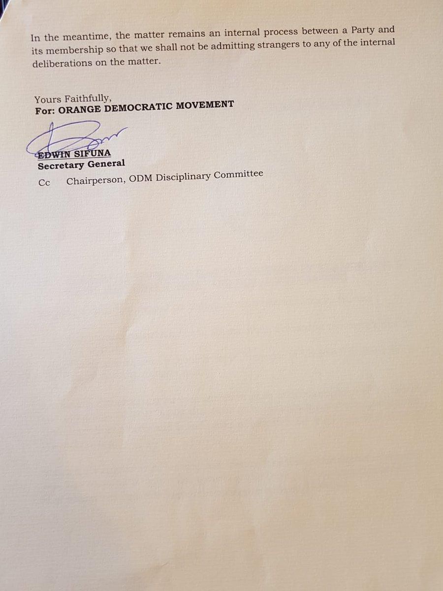 ODM letter to Elgeyo Marakwet Senator Kipchumba Murkomen1