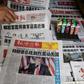 Chinese newspapers feature Donald Trump's victory in Shanghai on November 10, 2016