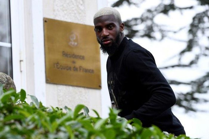 Tiemoue Bakayoko arrives at the French training base in Clairefontaine, near Paris, on March 20, 2017