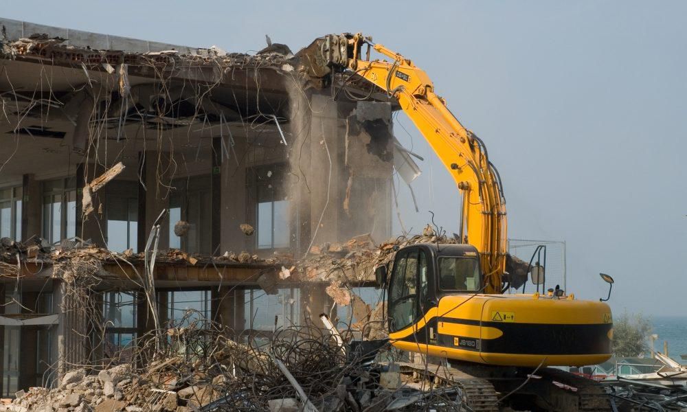 A building being demolished