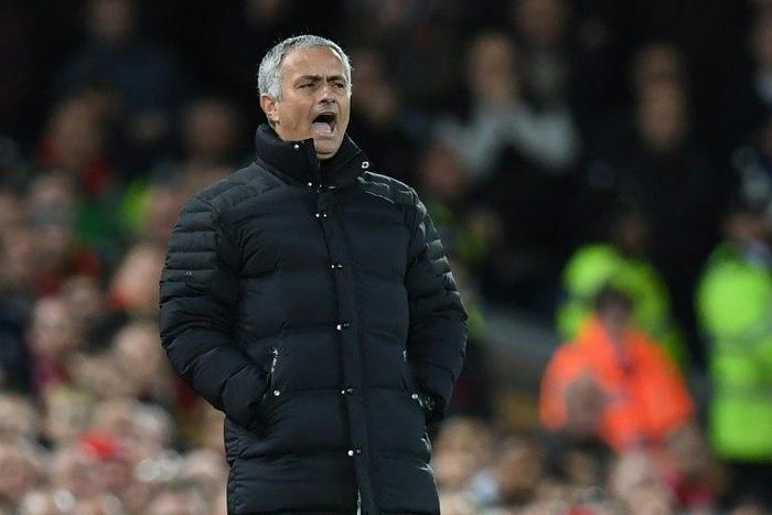 Manchester United's manager Jose Mourinho during the English Premier League football match between Liverpool and Manchester United at Anfield in Liverpool on October 17, 2016