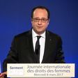 French President Francois Hollande delivers a speech during a meeting as part of the 40th International Women's Day on March 8, 2017, at the French Foreign Affairs Ministry in Paris
