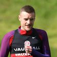 Jamie Vardy takes part in an England training session at St George's Park in Burton-on-Trent, on March 21, 2017