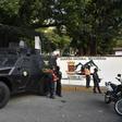 Armored cars in front of Cotiza Bolivarian National Guard headquarter in Caracas, Venezuela, after an uprising