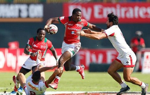 Shujaa players in action at the Singapore sevens