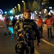 A French soldier patrols on the Champs Elysees in Paris after a shooting on April 20, 2017