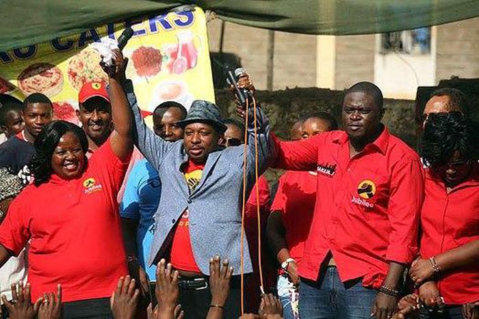 Bishop Margaret Wanjiru (left), Mike Sonko and Johnson Sakaja