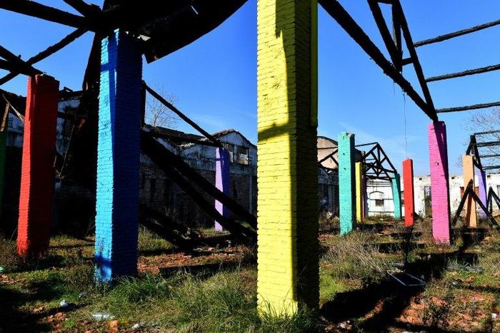 Installation called "Palmyre" by French artist Julien Malland a.k.a Seth, part of the exhibition "Range Ta Chambre" at the former Mira Lanza factory in Rome