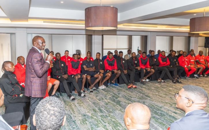 President William Ruto speaks when he met the Harambee Stars team on August 11, 2025