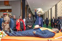 Members of the Odinga family pay their respects to former Prime Minister of the Republic of Kenya, Raila Odinga