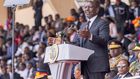 President William Ruto speaking during the State Funeral held in honour of former Prime Minister Raila Odinga