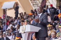 President William Ruto speaking during the State Funeral held in honour of former Prime Minister Raila Odinga
