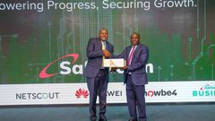 Nicholas Mulila, Chief Corporate Security Officer, Safaricom and Engineer John Tanui CBS, PS State Department for ICT & Digital Economy