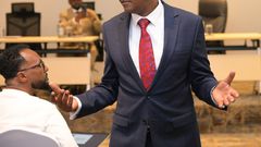 Labour and Social Protection Cabinet Secretary Alfred Mutua seeing off Kenyans who recently got jobs abroad