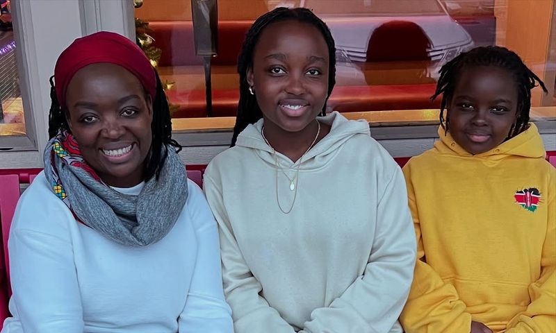 Jeridah Andayi with her daughter's Norah and Neema