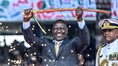 Former President Uhuru Kenyatta and President William Ruto at his inauguration ceremony in Nairobi on September 22, 2024
