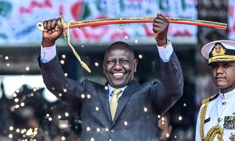 Former President Uhuru Kenyatta and President William Ruto at his inauguration ceremony in Nairobi on September 22, 2024
