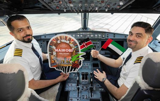 Etihad Airways pilots on a plane