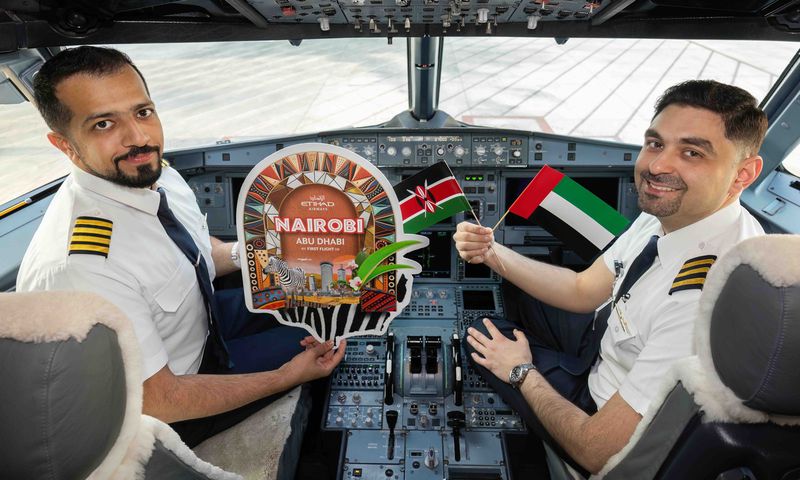 Etihad Airways pilots on a plane