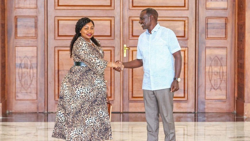 File image of Millicent Omanga with President William Ruto at State House on April 15, 2024