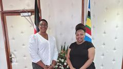 File image of Aisha Jumwa with Millicent Omanga